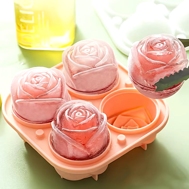 Elegant Rose Shaped Ice Cube Mold Reusable Silicone Icetray Flower Ice Ball Mold Food Grade for Effortless Dessert Summer Drinks